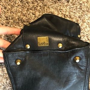 Black Leather Kooba Shoulder Tote